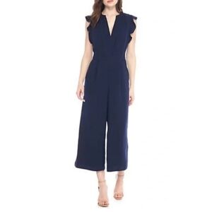 Vince Camuto Ruffle Sleeve Navy Blue Jumpsuit